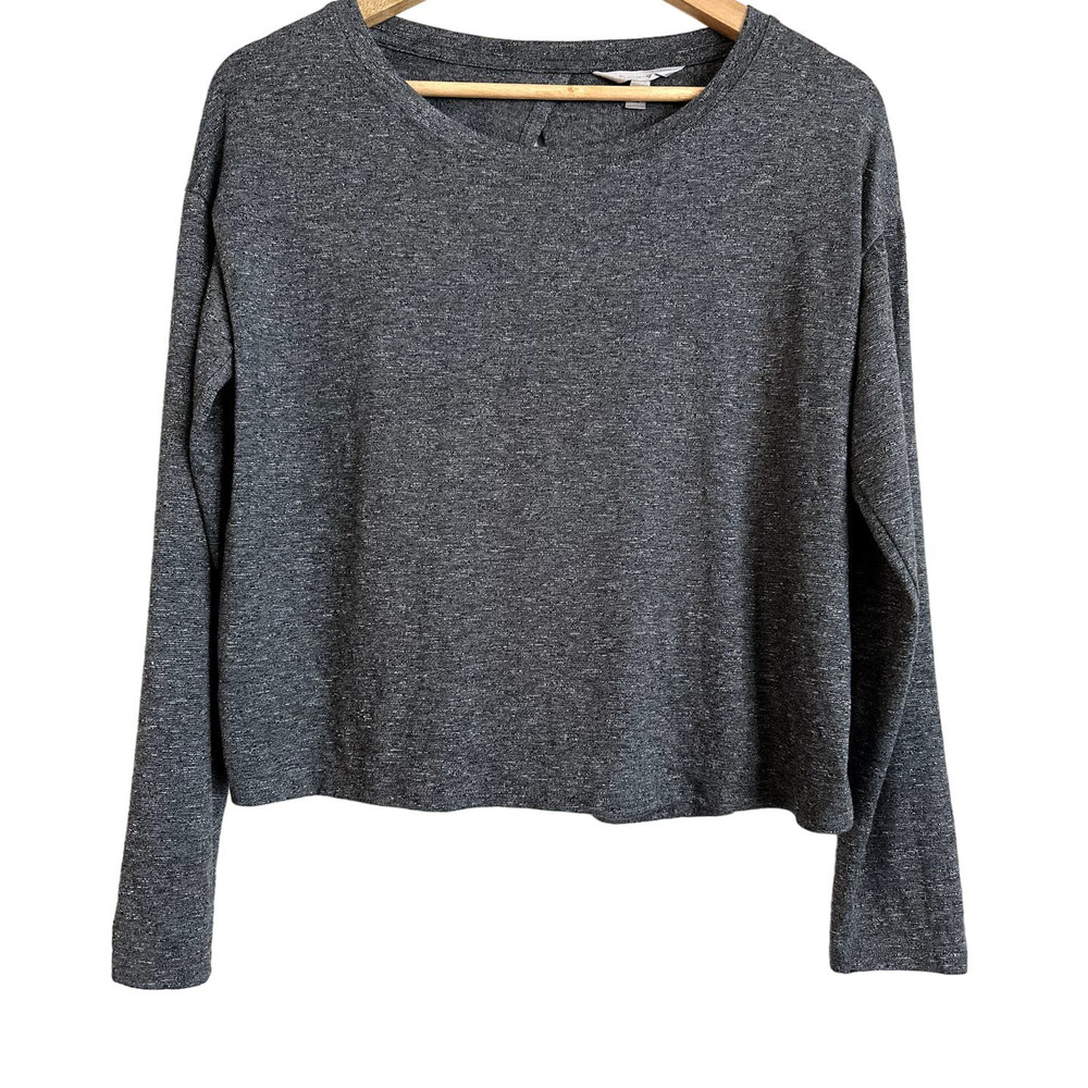 Athleta Women's‎ Size Small Open Back Long Sleeve Gray Top-EUC